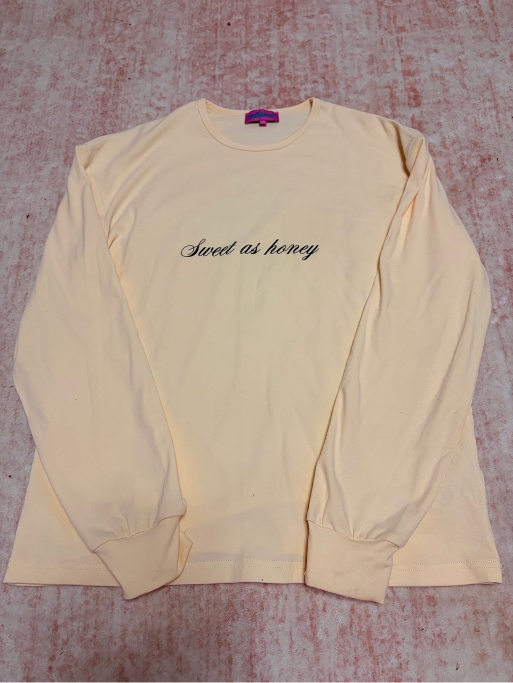 EDIKTED Sweet as Honey Long-Sleeve Crewneck Shirt — Cream Yellow